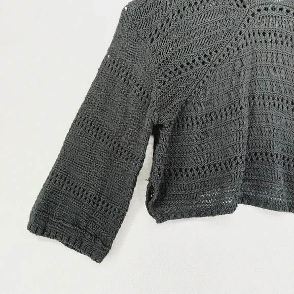 New Joe's Women's Black V-Neck Long Sleeve Knit Crochet Cropped Sweater P3690 - Picture 4 of 8